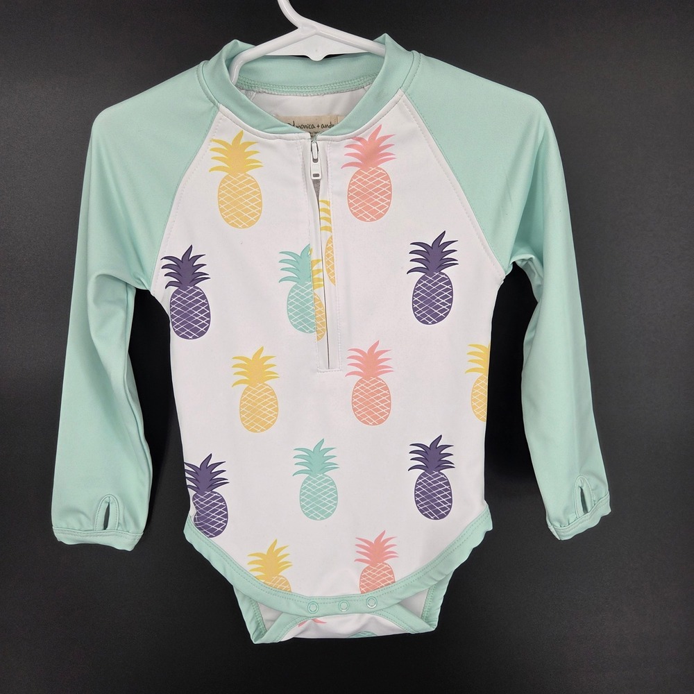 Monica and Andy Kids Rash Guard Swimsuit 18-24 Months Pineapple Print